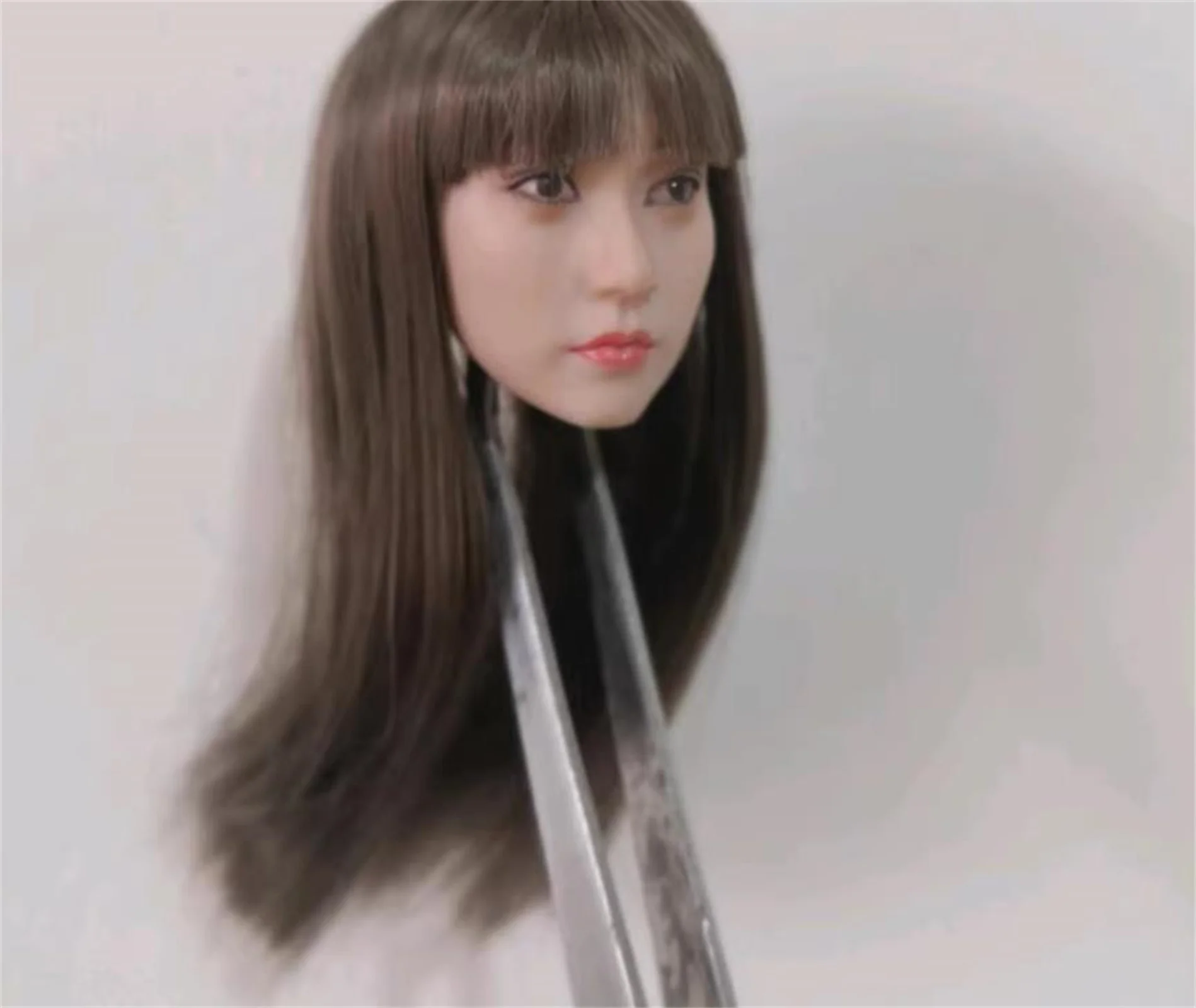 

1/6 Scale Female head Sculpt Expression Asia Long hair girl Model toys Fit 12'' TFit 12 inch Action Figure TBL PH Toys