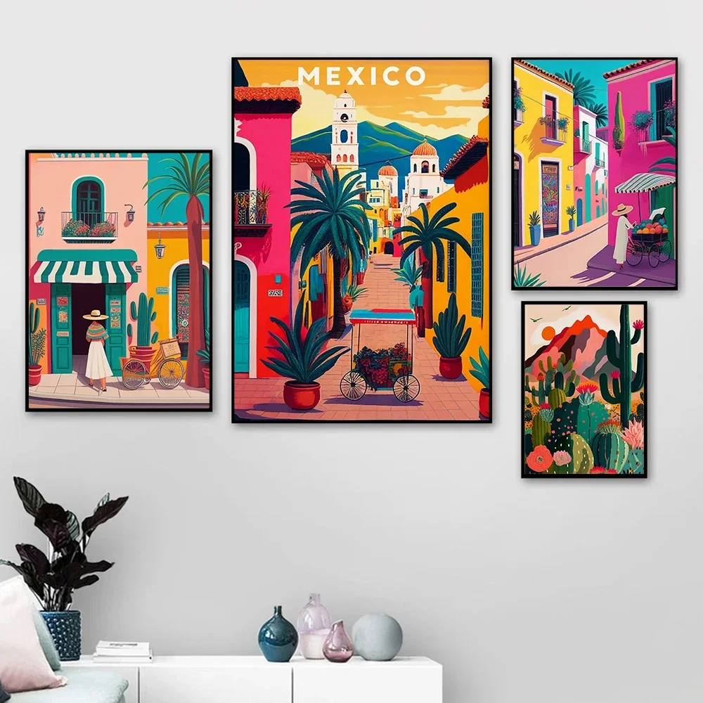 Arizona Desert Cactus Mexican Cultural Tourism Landscape Wall Art Oil Painting Nordic Poster Living Room Home Decoration Mural