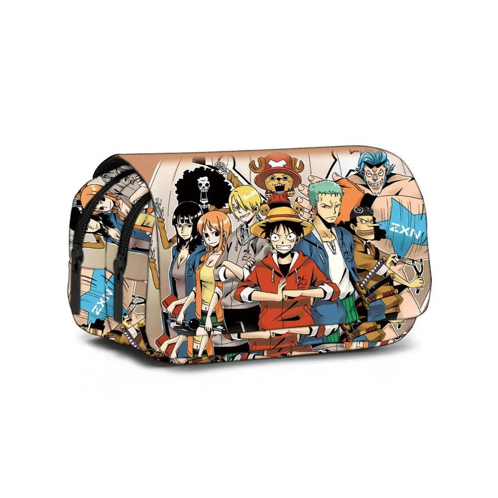 Ein Stück Bleistift Tasche Cartoon Große Kapazität Stift Fall Luffy Zoro Anime Druck Stift Box Studenten Schreibwaren Lagerung Tasche Geschenk