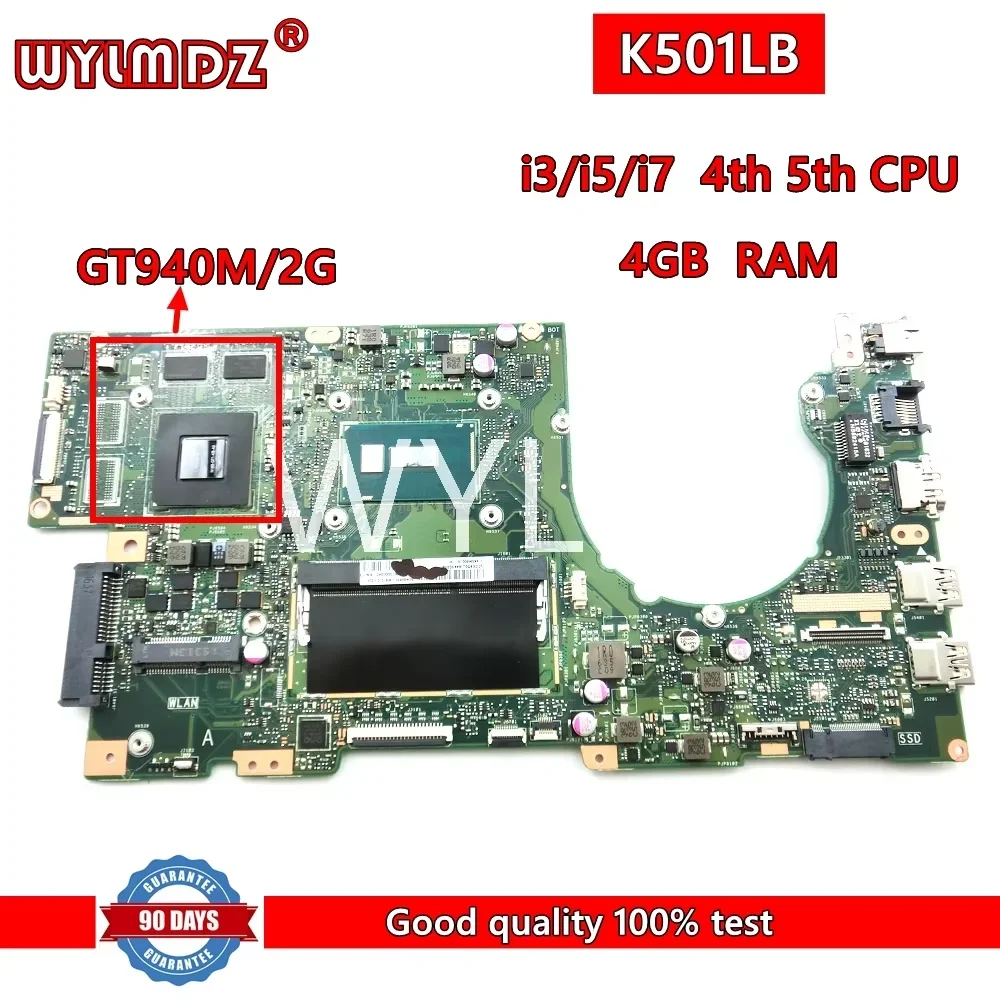 K501LX  i5/i7 5th CPU GTX950M Laptop Mainboard For Asus K501LB K501L A501L V505L Motherboar Tested