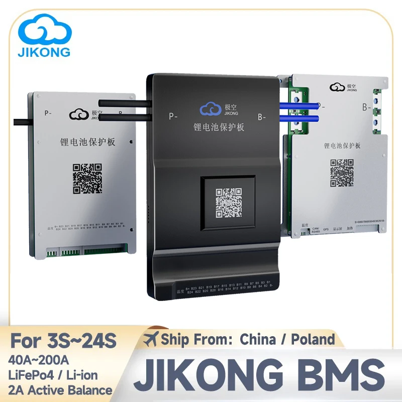 JIKONG Smart BMS JKBMS with BT APP RS485 CAN 1A 2A Active Balance 2S~24S 40A~200A LiFePo4 Li-ion LTO Battery Management System