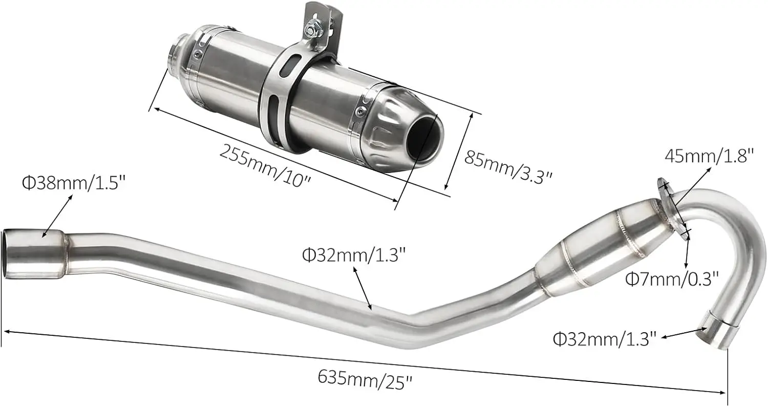 Big Bore Exhaust Pipe Muffler Assembly Kit Fit Dirt Pit Bike Motorcycle CRF70 XR70 CRF70F CRF110F Deep Throaty Enhanced Power