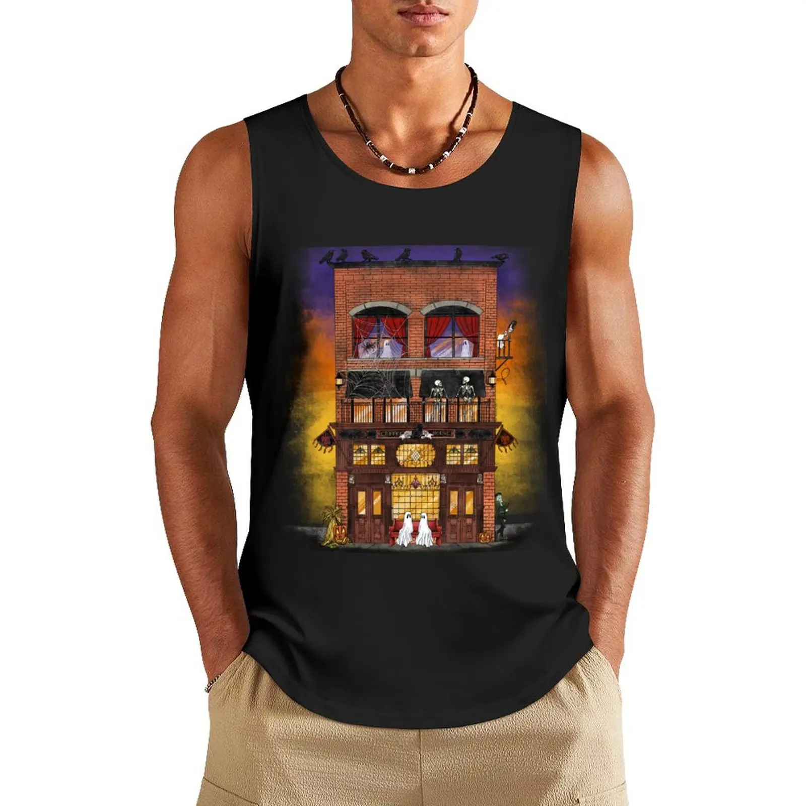 

Raven Cafe Halloween Tank Top men clothes t-shirt for man