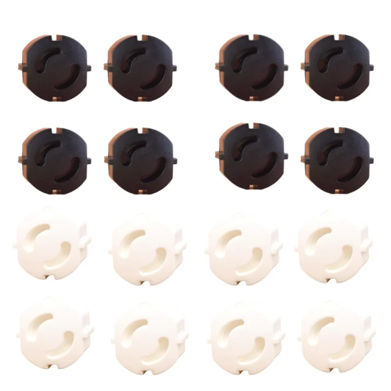 20 قطعة من مخرج الطاقة القياسي للاتحاد الأوروبي يغطي مقبس حماية التسرب الكهربائي أبيض وأسود يمنع الصدمات والغبار الكهربائية #4