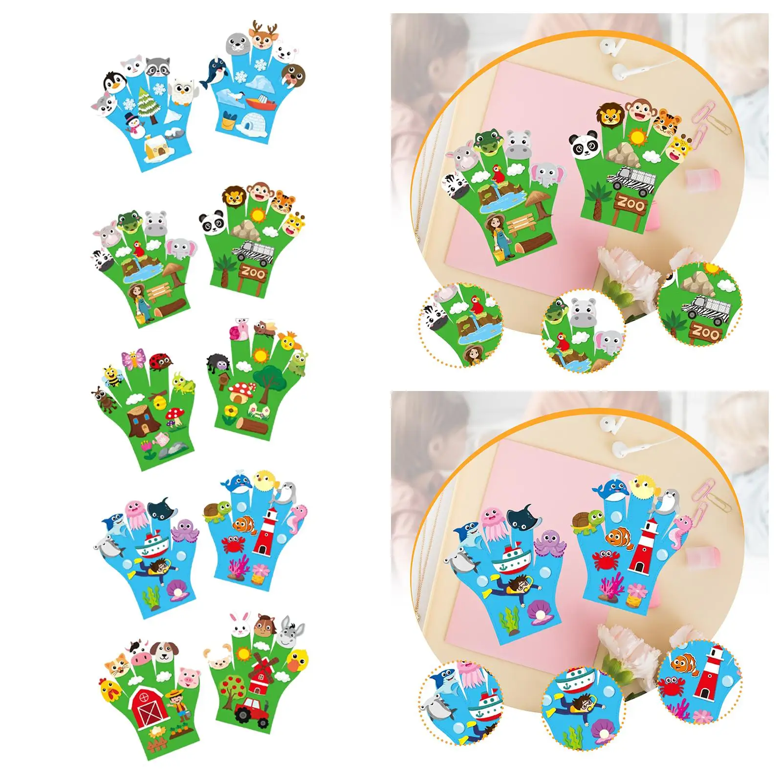 2 Stück Tiere Filz Geschichte Fingerpuppen DIY Geschichtenerzählen Handpuppe für