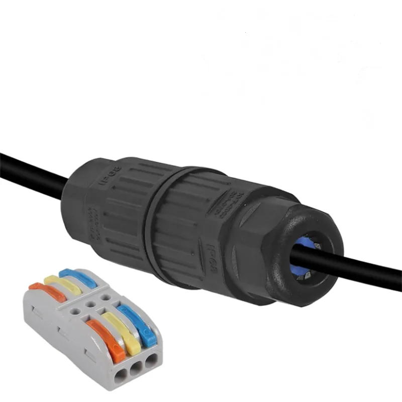 Caja de conexiones impermeable de 4 piezas, conector de cable eléctrico exterior de 3 vías, rango de cable de conector de cable impermeable IP68 Ø 3,5-10 mm