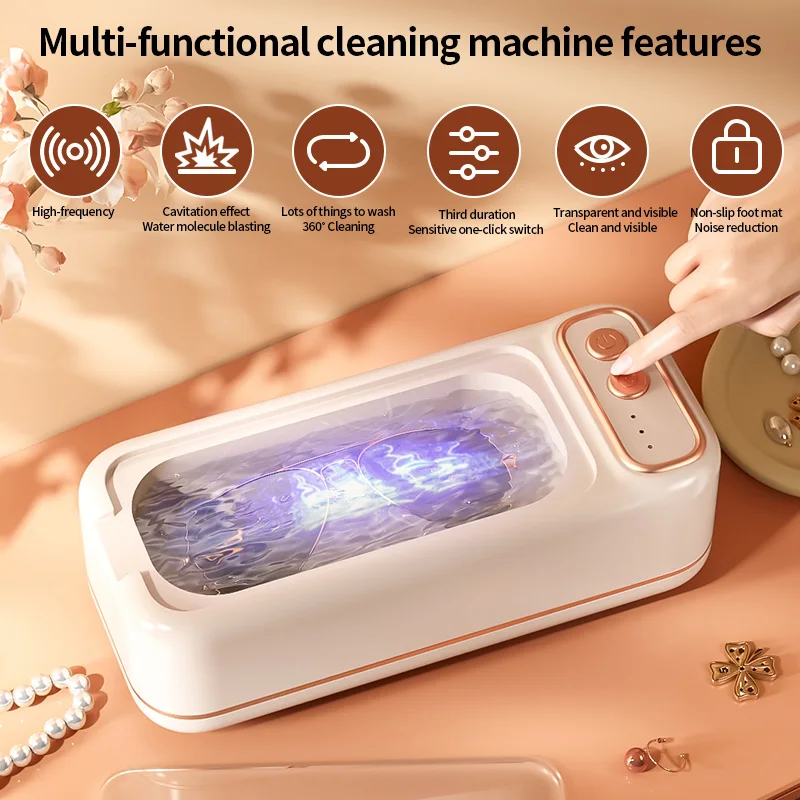 

Портативный ультразвуковой очиститель с USB-вибрацией высокой частоты для ювелирных изделий, часов, очков, ремешков для часов - универсальная чистка ювелирных изделий T