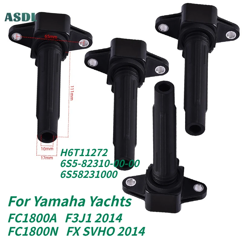 

6S5-82310-00-00 for Yamaha Yachts FC1800A F3J1 FC1800N FX SVHO 1/2/4pc Motorcycle Ignition Coil Spark Plug Caps Replace FC 1800