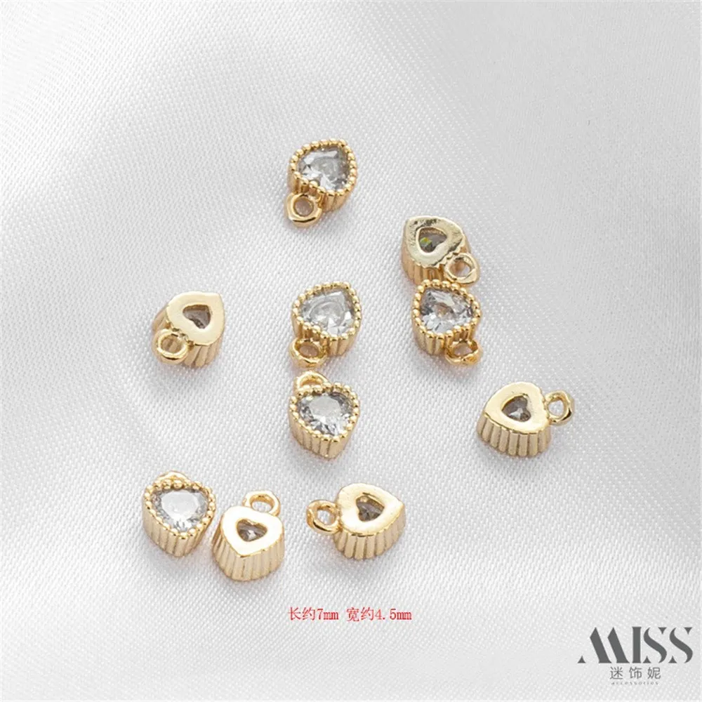 

14K Bag Gold Inlaid Zircon Embossed Love Pendant DIY Accessories Charm Pendant Handmade Jewelry Chain Jewelry Material
