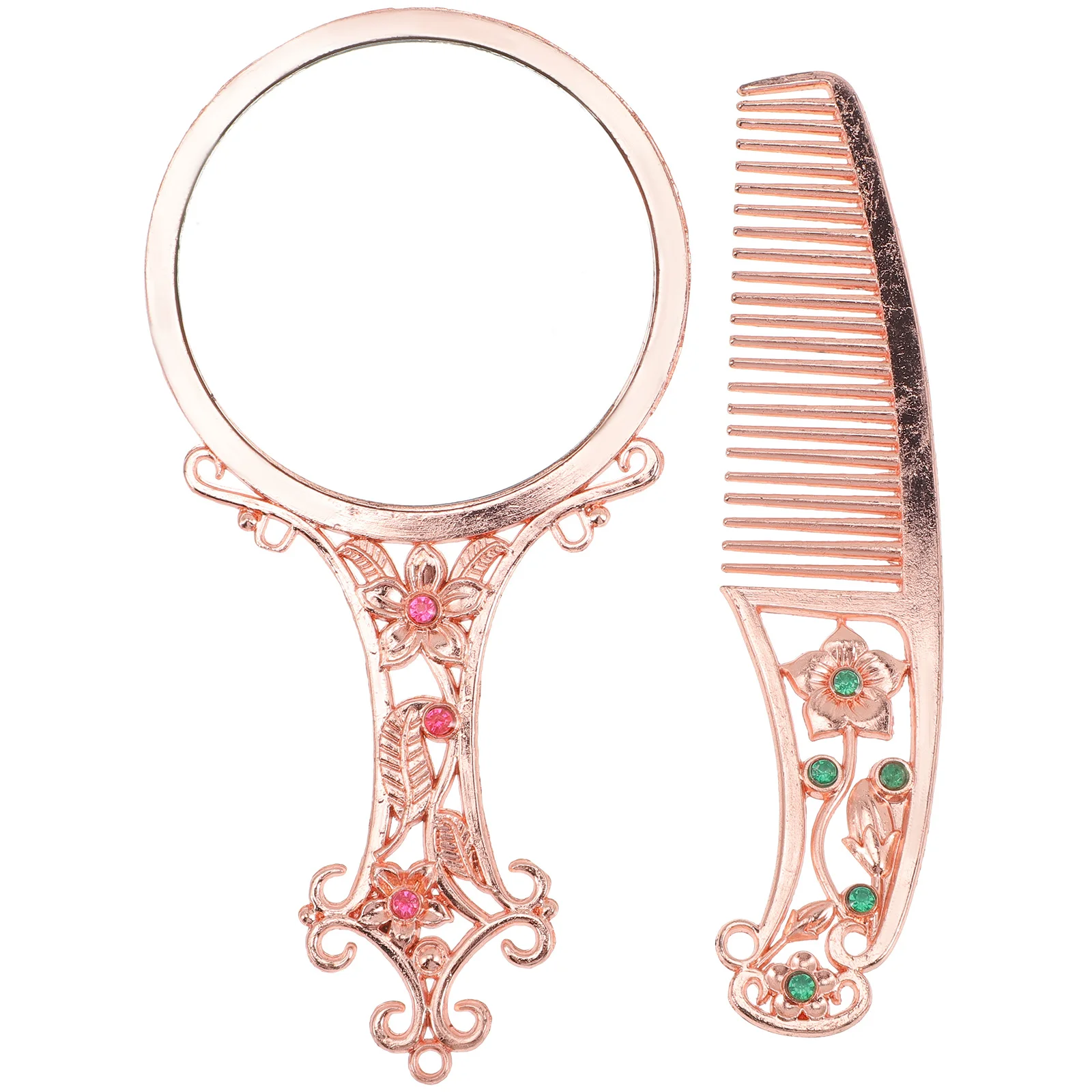 Vintage Mirror and Comb Set Handheld Decorative for Women Girls Teens Lightweight Portable for Any Occasion