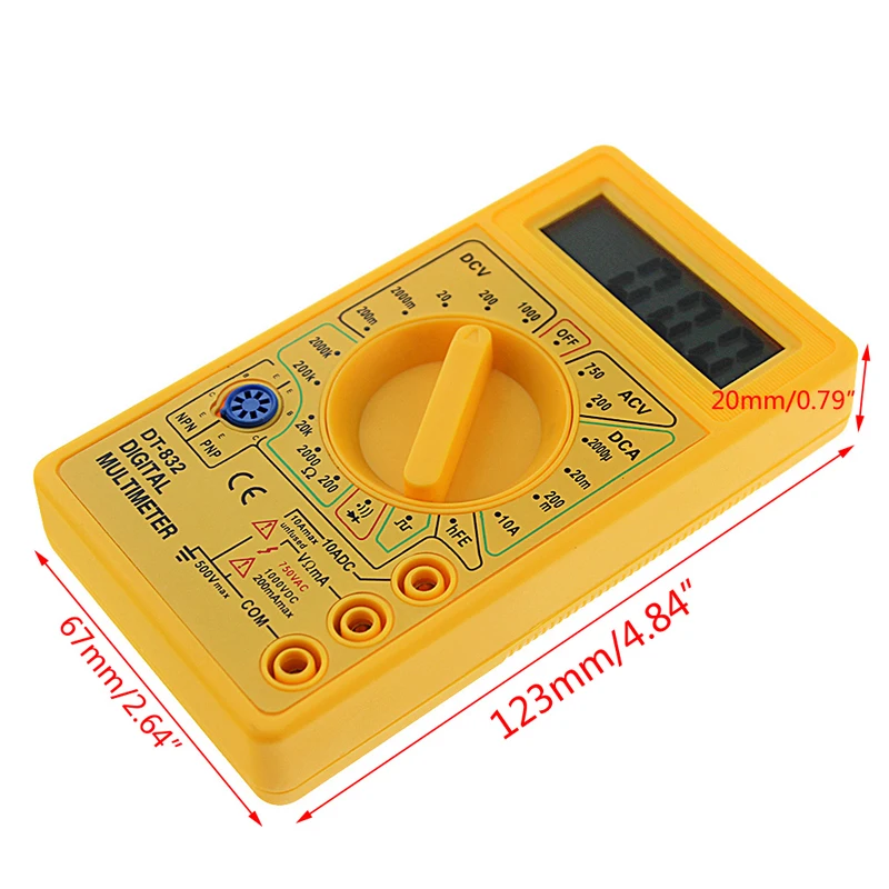 Professional DT832 Digital Multimeter LCD for DC AC Voltmeter Ammeter Ohm Tester