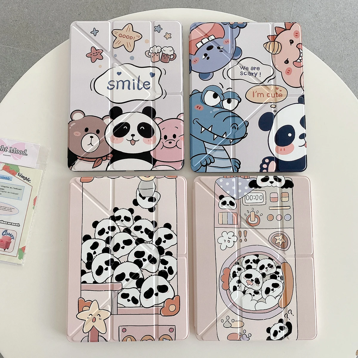 Panda Cute Multiple Folds Case for IPad 5 6 7 8 9 10th Generation 9.7 10.2 10.5 10.9 13 Inch Cover for Ipad Pro 11 Air 4 Mini