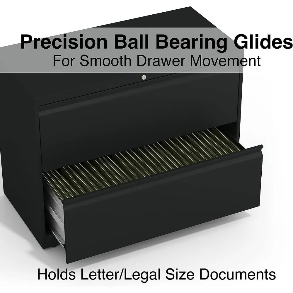870395 Branded Commercial 36-Inch Wide 2-Drawer Lateral File Cabinet Black