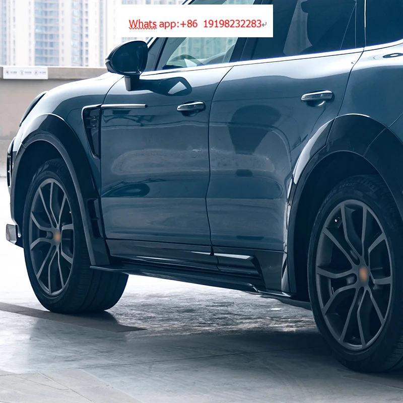 2018-2024 Cayenne 9Y0 Carbon Fiber Side Skirts Body Side Guards With New Bumper Cut-Outs For Fog Lights For Upgrade - Image 3