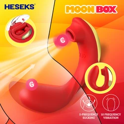 HESEKS Female Sucking Vibrator Clitoral Stimulator Flexible USB Charging Dual Motor Sex Toy For Women Nipple Clitoris Sucking