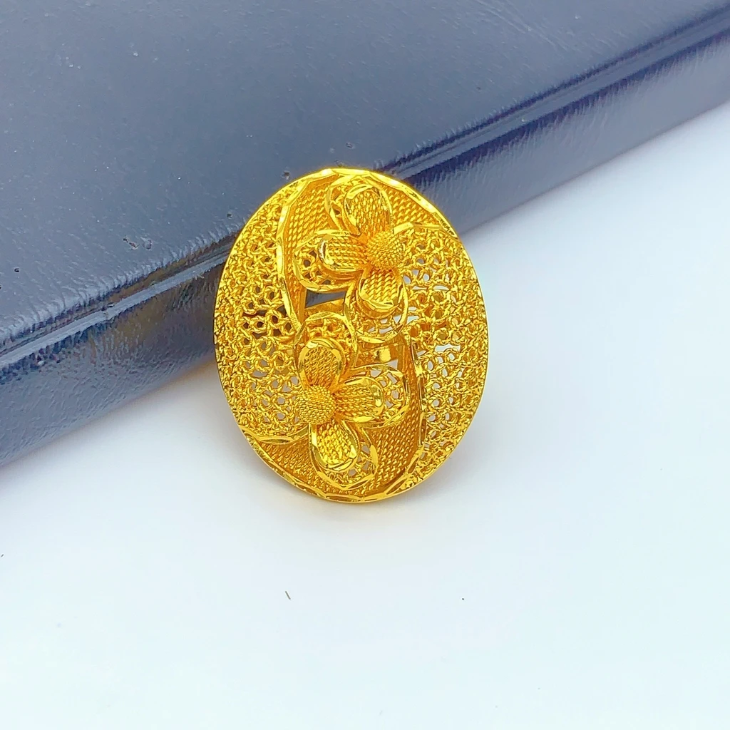 Luxuriöses Äthiopisches 24k Vergoldetes Blumen-Halsketten- und Ohrring-Set für Frauen Indisches Dubai Brautschmuck-Set Hochzeitsgeschenk – Detail 5