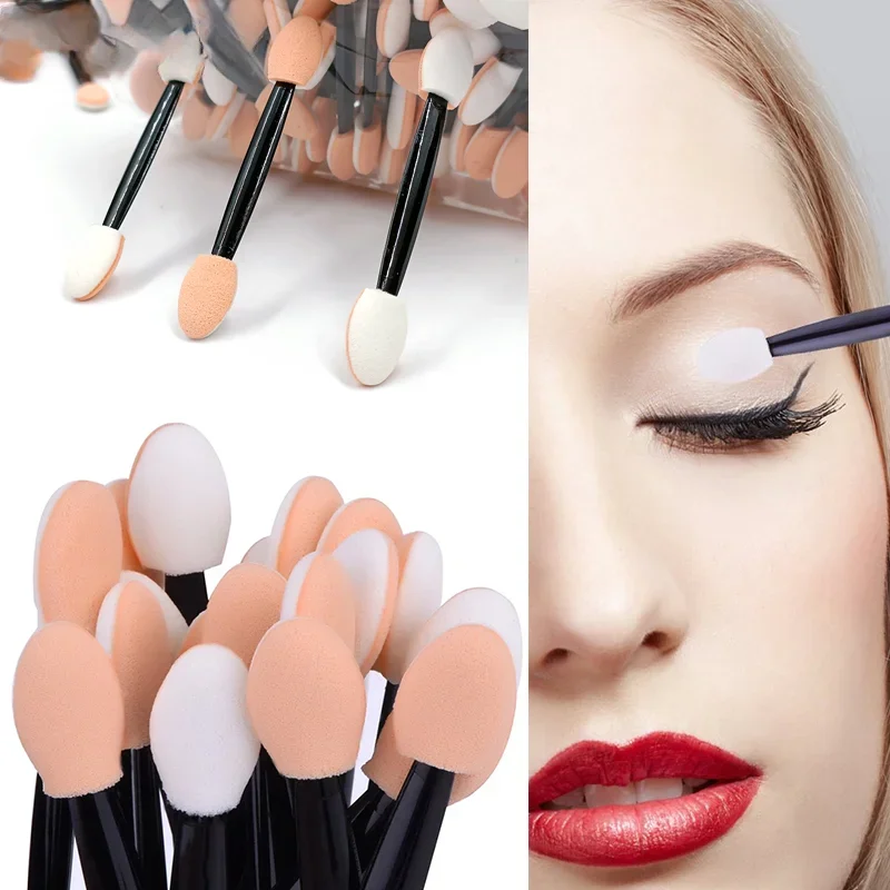 100Pcs/ Bag Small Portable Eyeshadow  Applicators In Bulk Double Sponge Eye Shadow Brush Makeup Mini Tools Wholesale