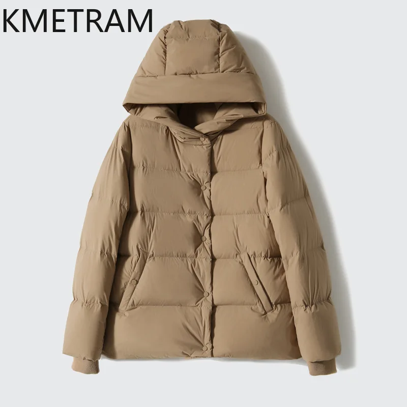 KMETRAM-Manteau en duvet d'oie blanc pour femme, veste matelassurera légère, vêtements de combat courts, haute qualité, hiver, 2024