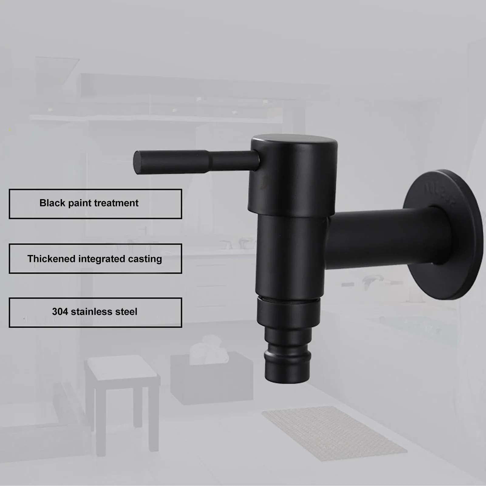 Single Cold Water Tap Easy To Install Wall Mounted Leakage Proof Anti Rust G1/2 Thread Bathroom Cold Water Faucet for Gardens