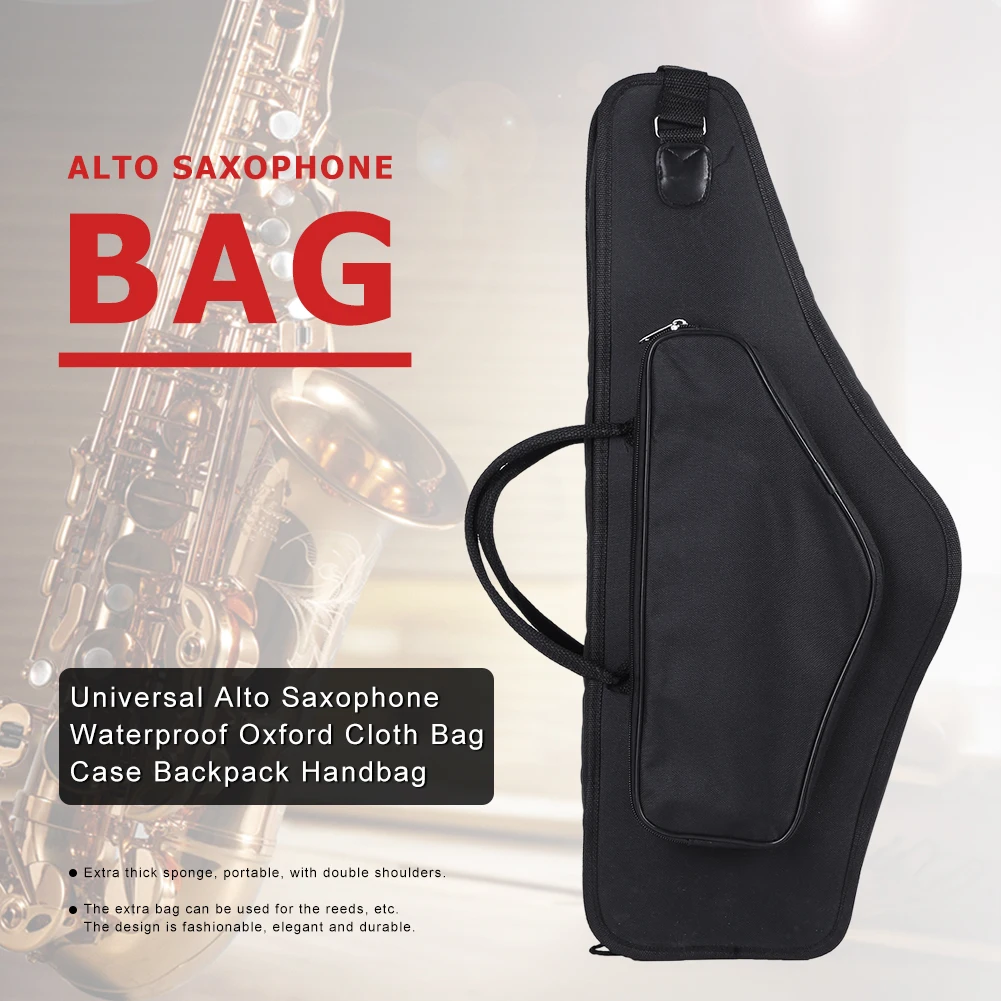 Musical Instrument Saxophone - オックスフォード生地ブラック耐衝撃サックスバックパックダブルショルダー防水ユニバーサルアルトサックスフォンバッグ追加サイドパッケージ付き