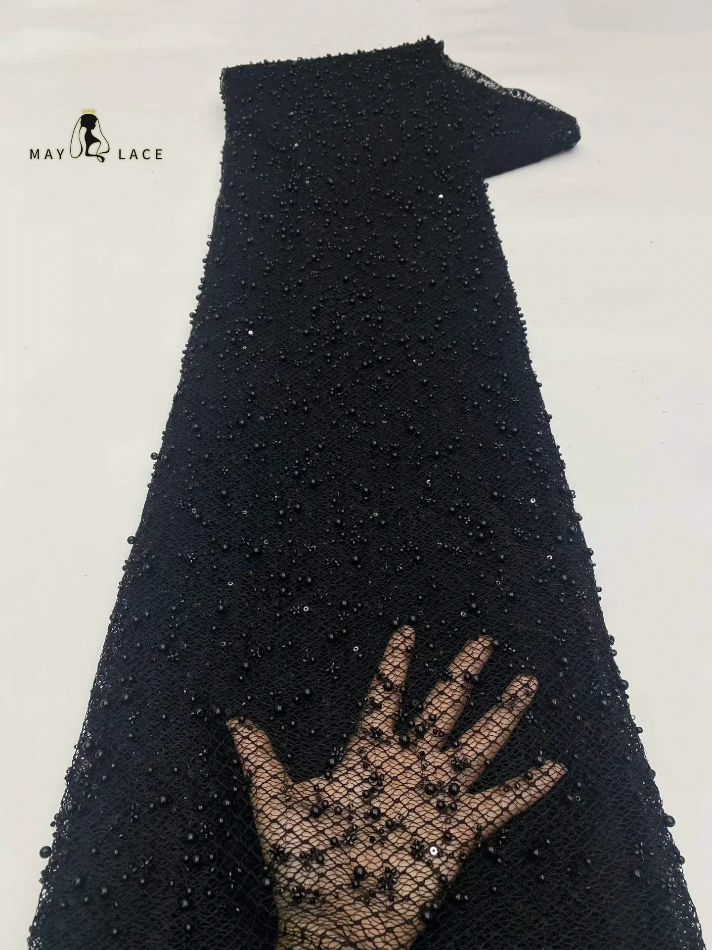 

Black Luxury High-End Groom Embroidered 2026 Beaded Sequins Lace Fabrics Fashion French Tulle Mesh Lace Fabrics Party Wedding