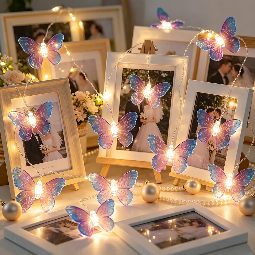 1pc Butterfly String Lights, 3M 20LED Butterfly Fairy Lights for Christmas Home Indoor Outdoor Wedding Party Holiday Decoration