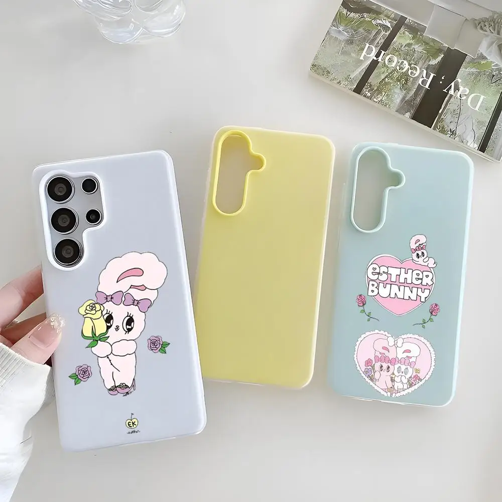 HappyEestherBunnys Phone Case Clear TPU Case For Samsung S22-S26, 2-in-1 Detachable Card Holder