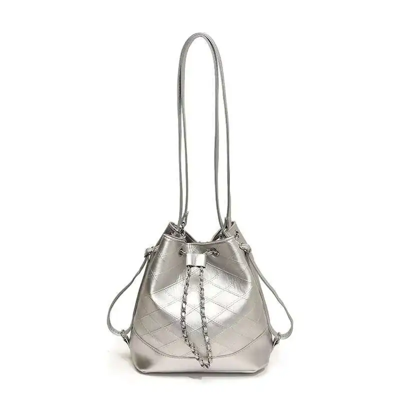 Shoulder Women's Backpack Bag Student Class Drawstring Bucket For Women New Korean Version Trendy Large Capacity High-End Sense