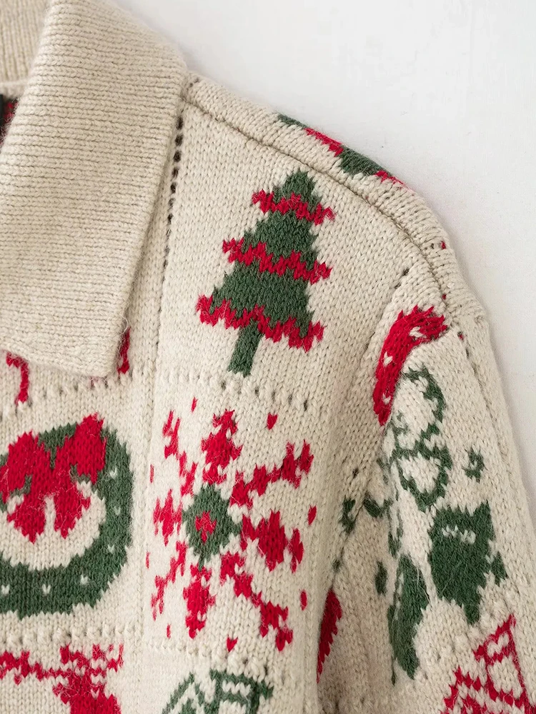 Frauen Neue Weihnachten Jacquard Strickjacke frauen Herbst Und Winter Lose Kurze Pullover Mantel Farbe Passenden Pullover