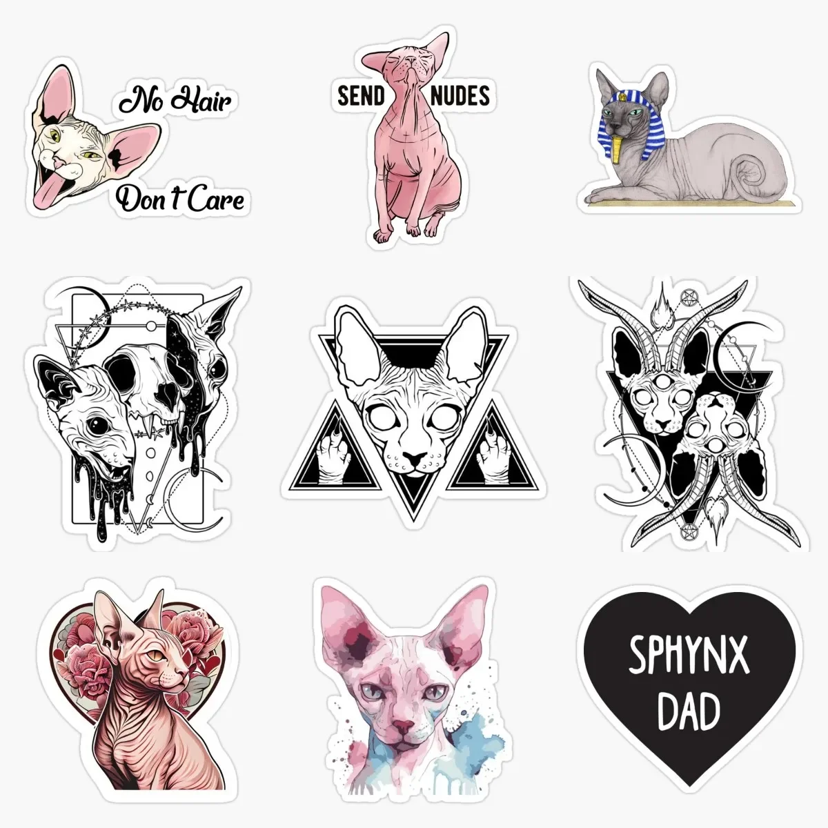 

Creative Canadian Hairless Cat Sphynx Cat Pets PVC Stickers for Decorate Car Van Wall Fridge Bicycle Window Helmet Decal