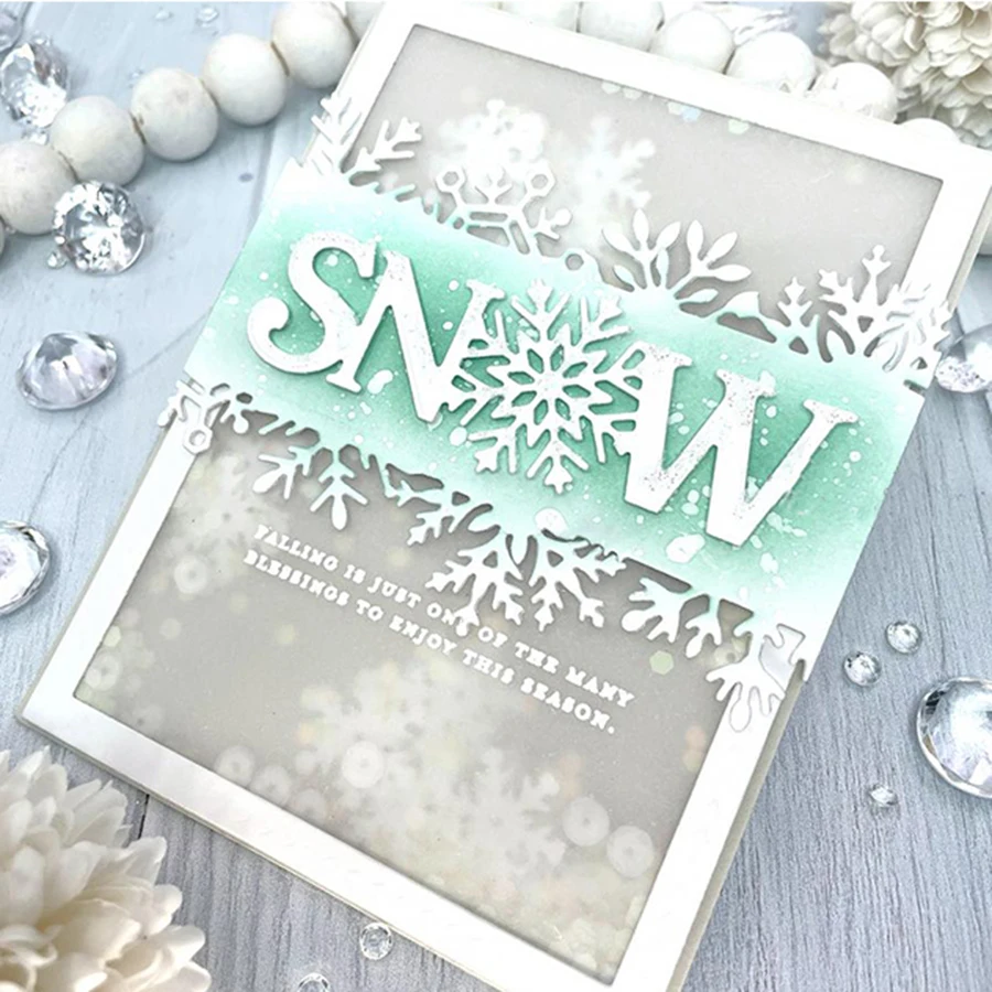 2025 New Arrival Word Snow Snowflake Background Knife Mould Metal Cutting Dies for DIY Scrapbooking Card Making Stencils Crafts