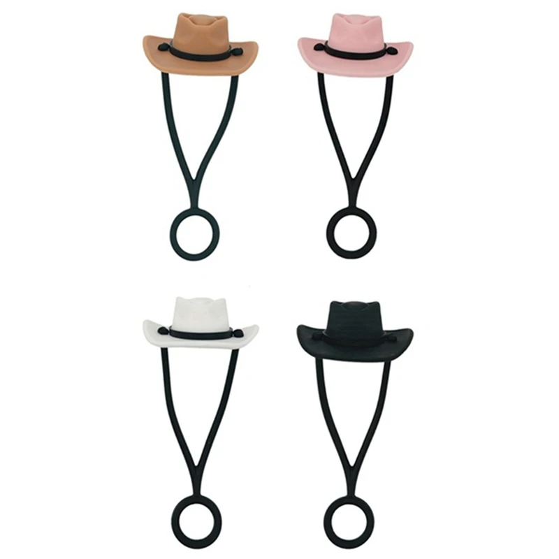 8PCS Silicone Cowboy Hat Straw Covers For Stanley 30&40 Oz Tumblers, Cowboy Cap Design