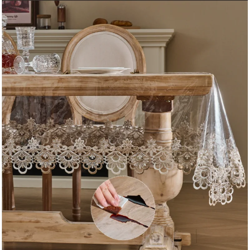 Clear Transparent PVC Tablecloth Waterproof Oilproof Wipeable Table Cover Rectangular Square Round Desk Mat Coffee Table Protect