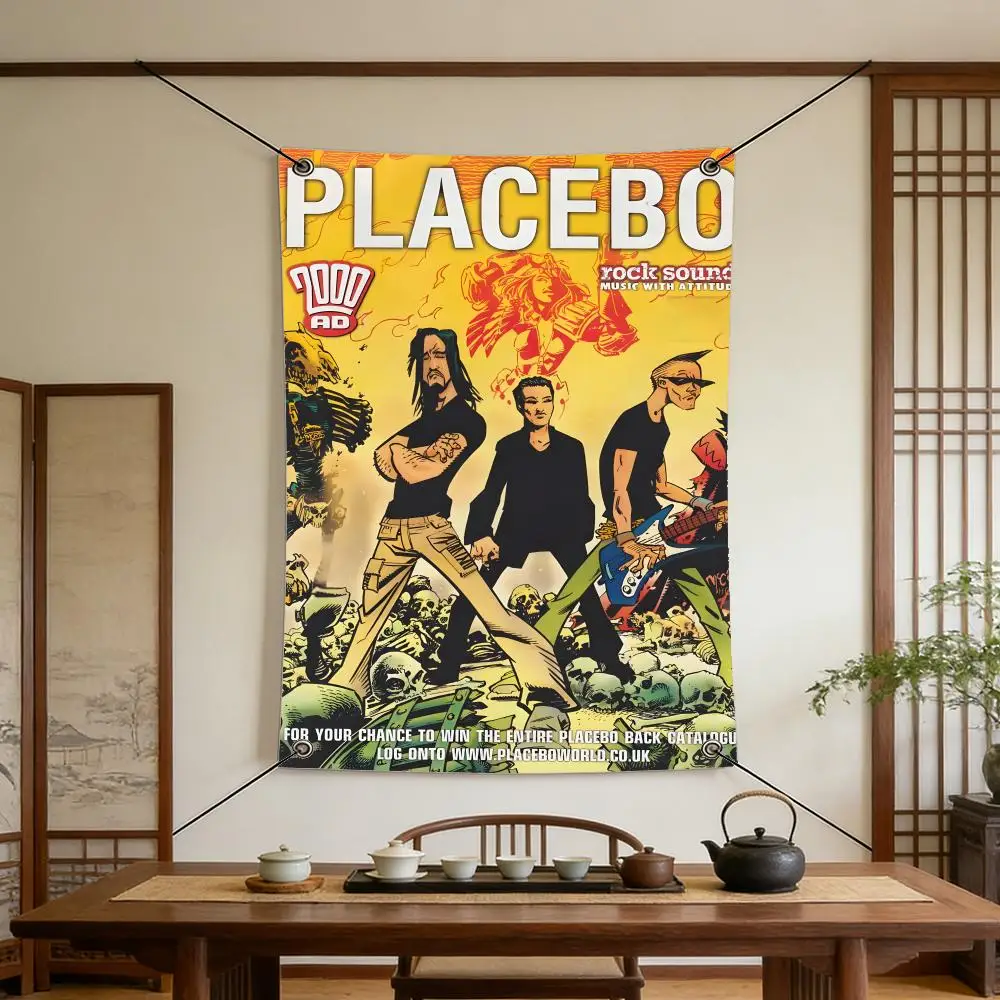 rock P-Placebo Flags Warm Home Flag 4 Grommets Wrinkle Free Indoor Outdoor