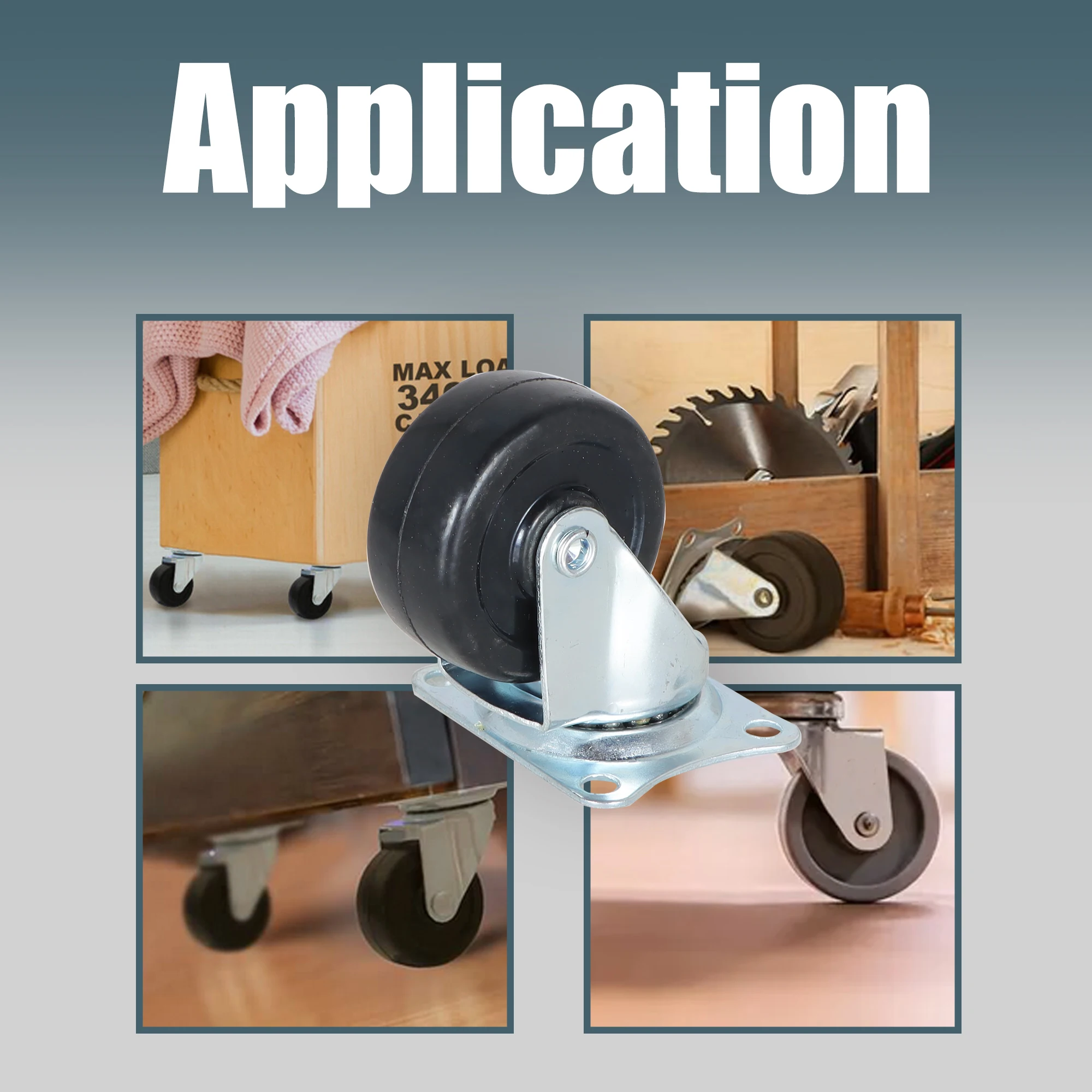 24 Packs 2in Blcak Caster Wheel Silent 360 Degree Rotation for Bookshelf Chair