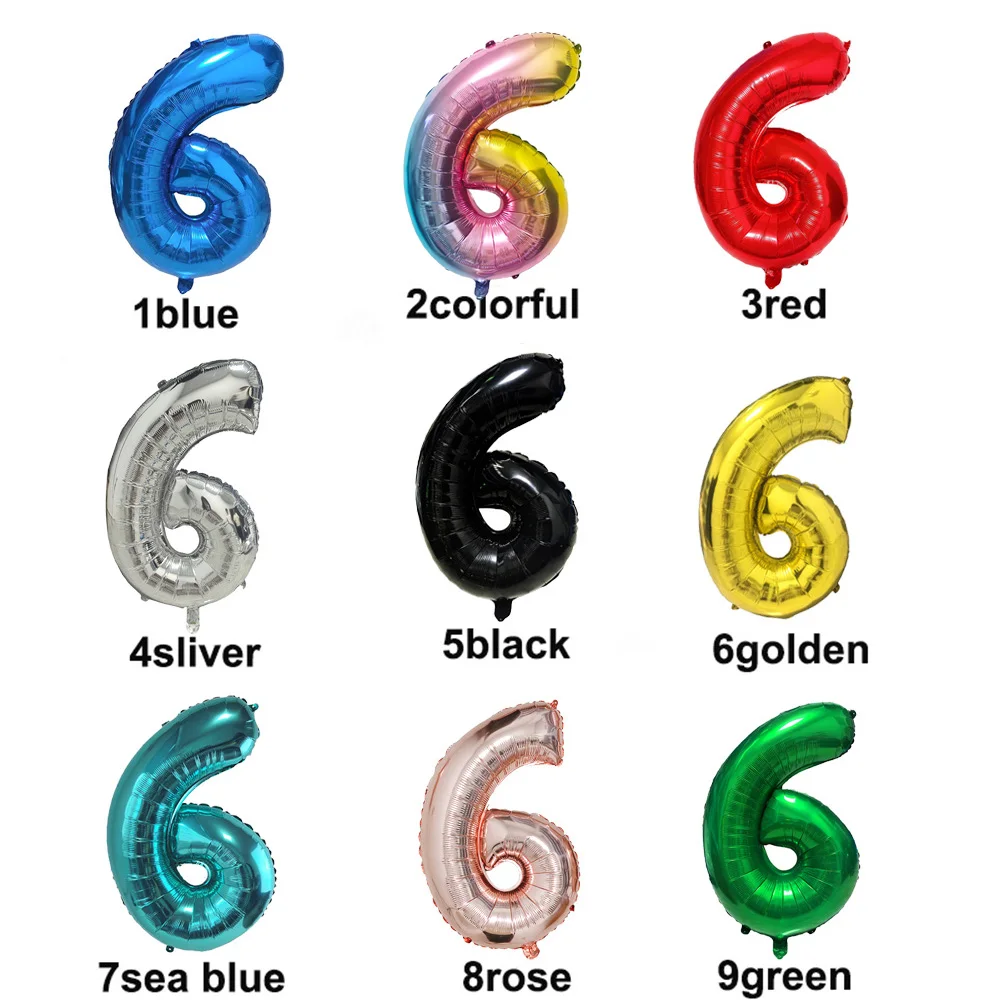 

Number 6 Balloon 6 Digit Balloons Six Blue Figure Green Globe 6th Birthday Big Large Red Rose Golden Black Colorful 32 inch