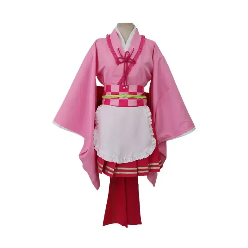 

Adult Kimetsu No Yaiba Tsuyuri Kanawo Maid Outfit Apron Dress Kimono Women Uniforms Wigs Cosplay Costume