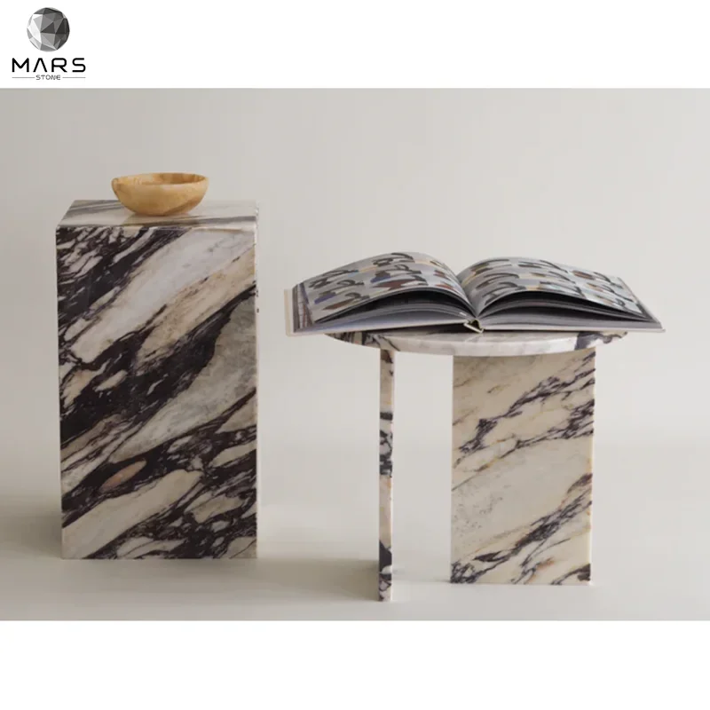 Coffee Table,Hot Sale Custom Size Calacatta Volia Marble Plinth Stone Side Table For Villa Home