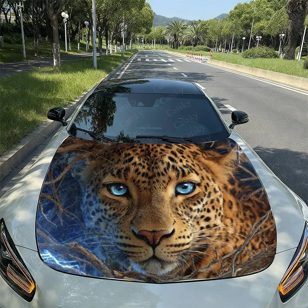 

Lightning Leopard Vinyl Decal - Realistic Car Cover Sticker For Cars, SUVs & Trucks, Polyvinyl Chloride Material, Auto Accessori