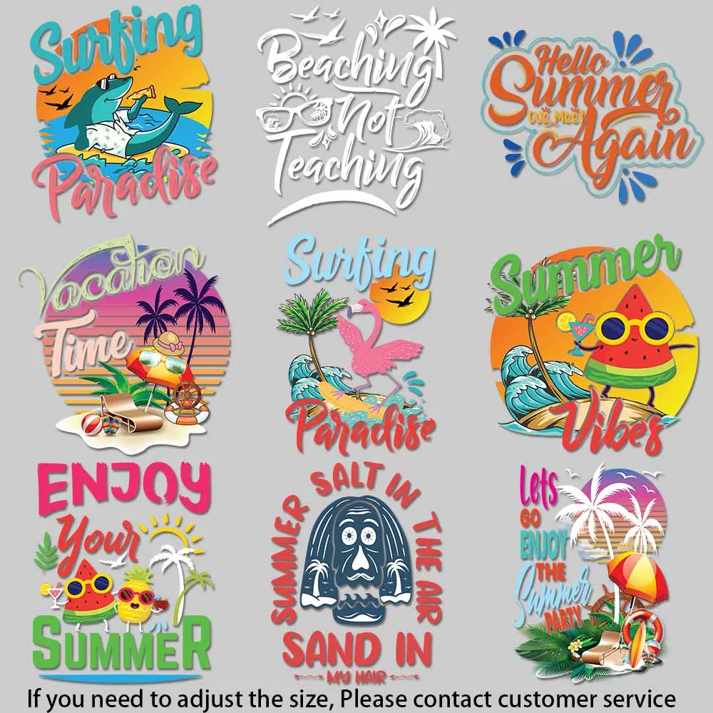 Summer Beach Party Illustration Funky Summer Fruit Art heat transfer patches for clothes Colorful Creations DIY Decoration