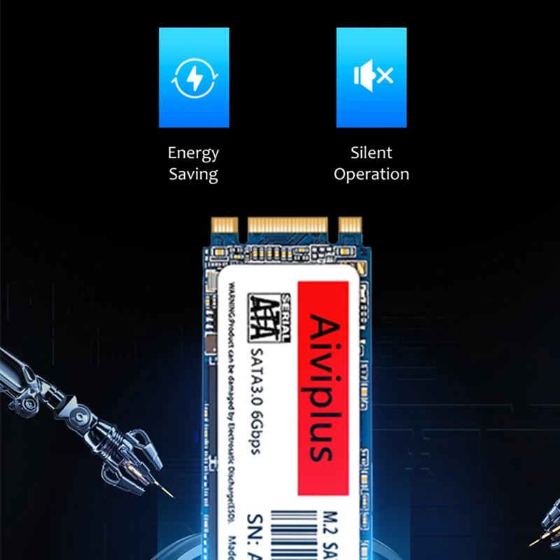 Aiviplus SSD Ngff M2 1tb 256GB 512gb M2 SATA 128gb 2280 SATA3 6Gb Internal Solid State Drive Hard Disk untuk Notebook Desktop