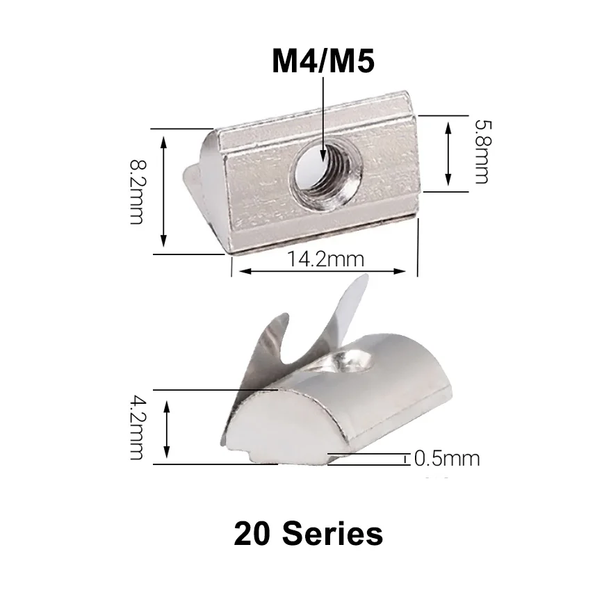 50 Teile/los M4 M5 M6 M8 Schrapnell Mutter Block Drop in Blatt Frühling Muttern für 2020 3030 4040 4545 Aluminium extrusion Profil – Detail 1