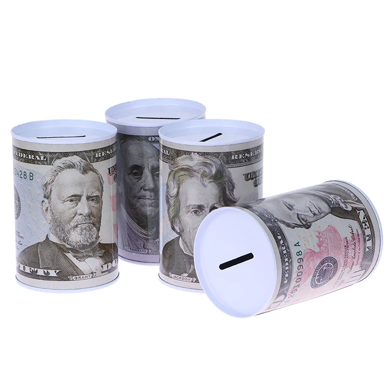 10/20/50/100 Euro Dollars Money Box Safe Cylinder Piggy Bank Banks For Coins Deposit Storage Boxes Home Decoration