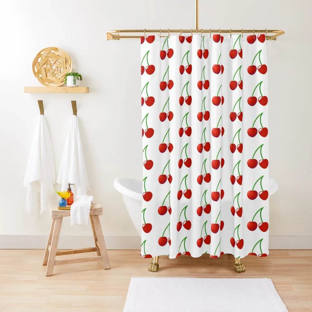 

Cherry Shower Curtain For Shower Bathroom Shower Set Bath Washable Waterproof Fabric Curtain