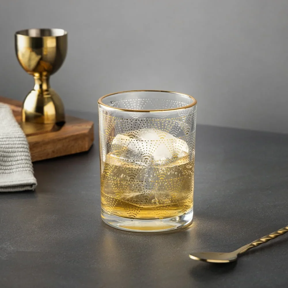 2 Pak Set Hadiah Tahan Percikan Minuman Halus Koktail Rumah Peralatan Bar Tahan Lama Elegan Kaca Batu Wiski Cetak Berlian