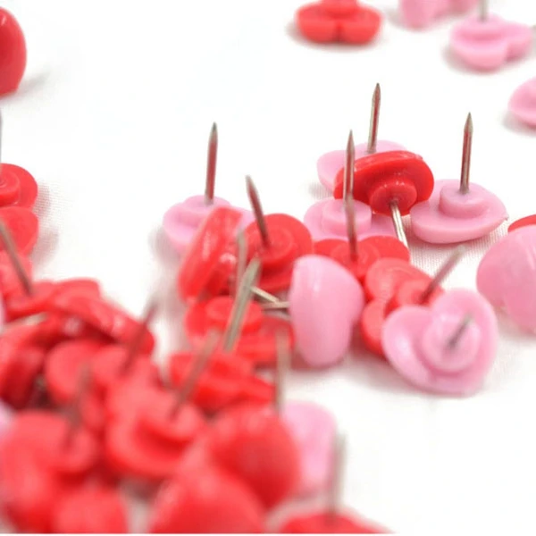 Heart Shape 50Pcs Plastic Quality Cork Board Safety Colored Push Pins Thumbtack Office School Accessories Supplies