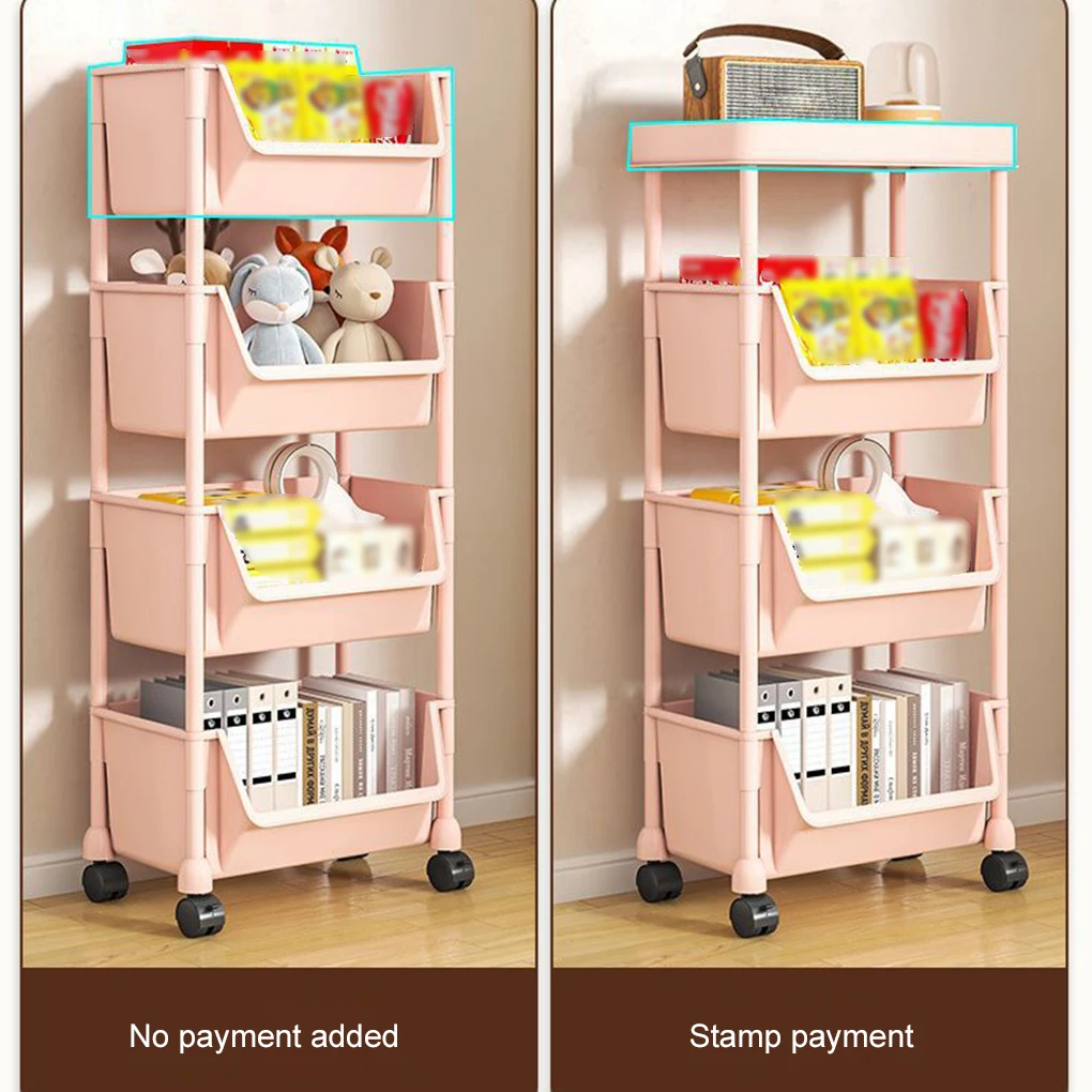 Multifunction Trolley Bookshelf Kitchen Corner Narrow Slit Storage Cabinet Bathroom Living Room Storage Rack Home Organizer