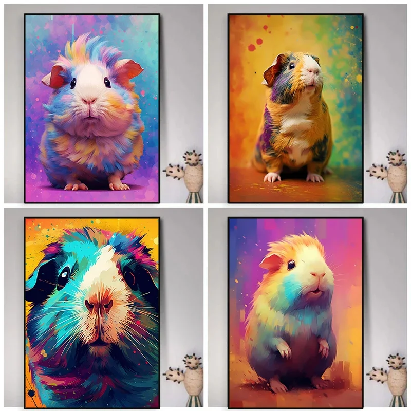 Abstract Colourful Cute Animal Guinea Pig Poster Print Moder
