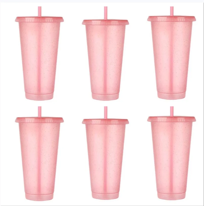 Plastic Coffee Tumbler Cup with Straw, Reusable Drinkware, Coffee Shop, Cafe Gift, 700ml, 710ml, 22oz, 24oz