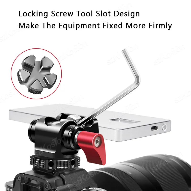 Suporte para monitor de câmera DSLR de liberação rápida com sapata fria ajustável parafuso de 1/4 "para luz de flash de monitor